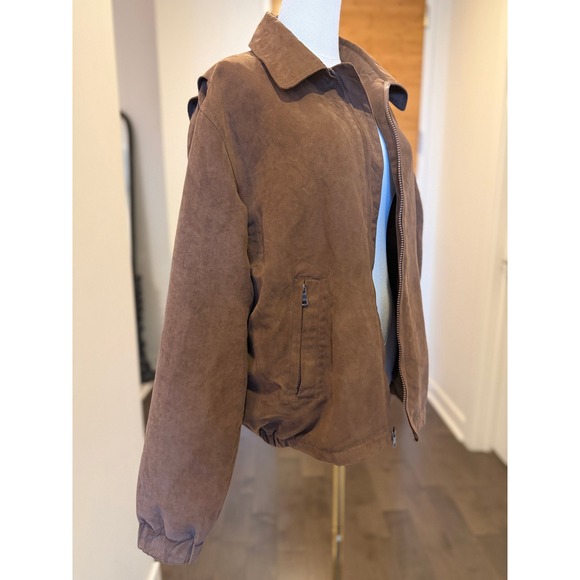 Joseph & Feiss Unisex Brown Suede Bomber Jacket Full Zip Collared Size M - Picture 2 of 9